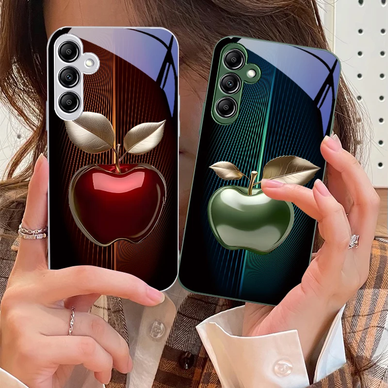 Фото Чехол для телефона Samsung Galaxy A14 4G 20 30 52 20S 21S 22 32 33 34 42 50 51 53 54 70 71 72 73 5G из стекла с градиентным полосатым дизайном, цвет яблочная роза №1