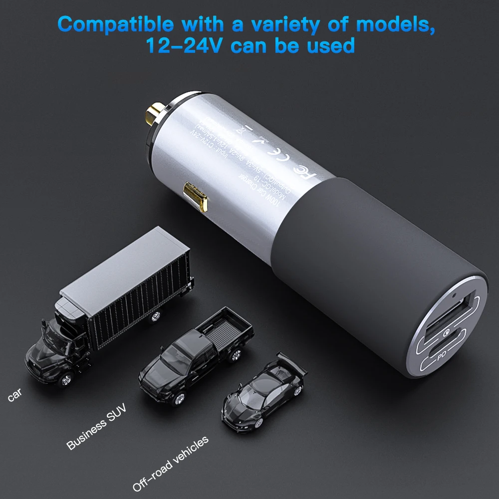 Автомобильный прикуриватель Anchtek 100 Вт USB Type-C PD 2 порта QC3.0 быстрая зарядка