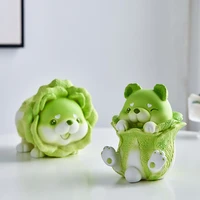 modern home decor cabbage shiba inu dog cute vegetable animal sculpture kawaii desktop ornament creative resin toy craft gift