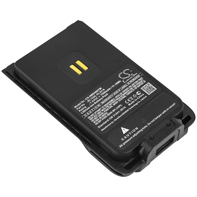 

Аккумуляторная батарея для двухсторонней радиосвязи CS для Hytera BD500 BD505 BD555 подходит для BL1506 BL2018 Li-Ion 1500mAh/11.10Wh 7,40 V