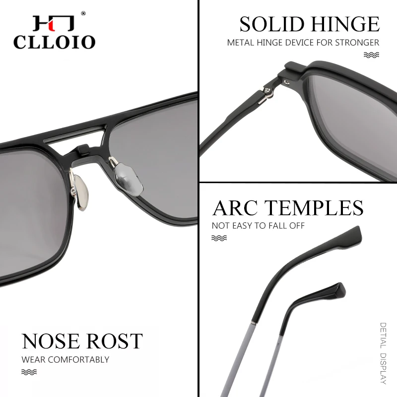 Мужские квадратные солнцезащитные очки с магнитной клипсой