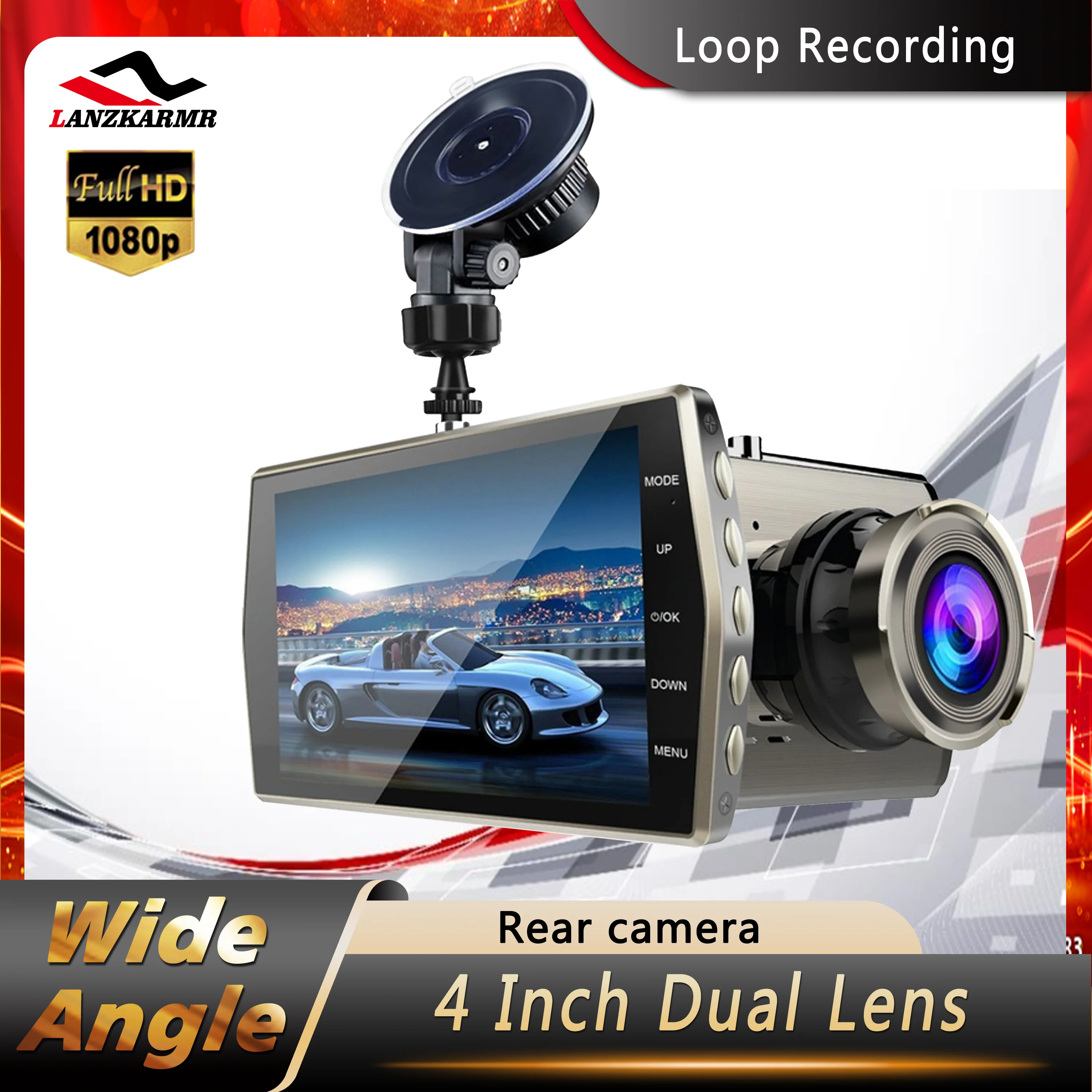 

Car DVR Dash Cam 4.0" Full HD 1080P 170° G-Sensor Loop Recording Dual Lens Rear View Vehicle Cameras Driving Recorder