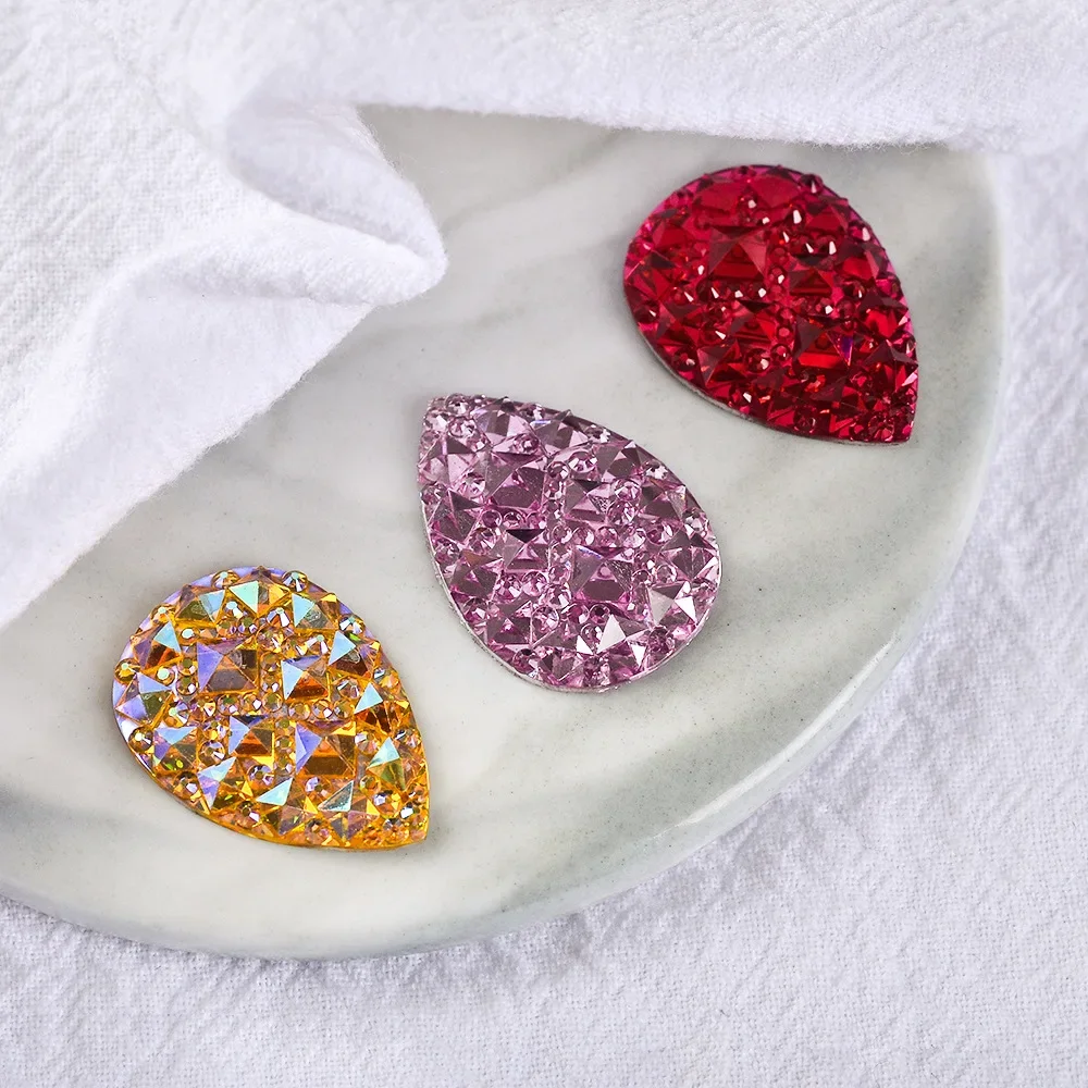 Красочная смола посеребренная основа в форме капли воды квадратное лицо