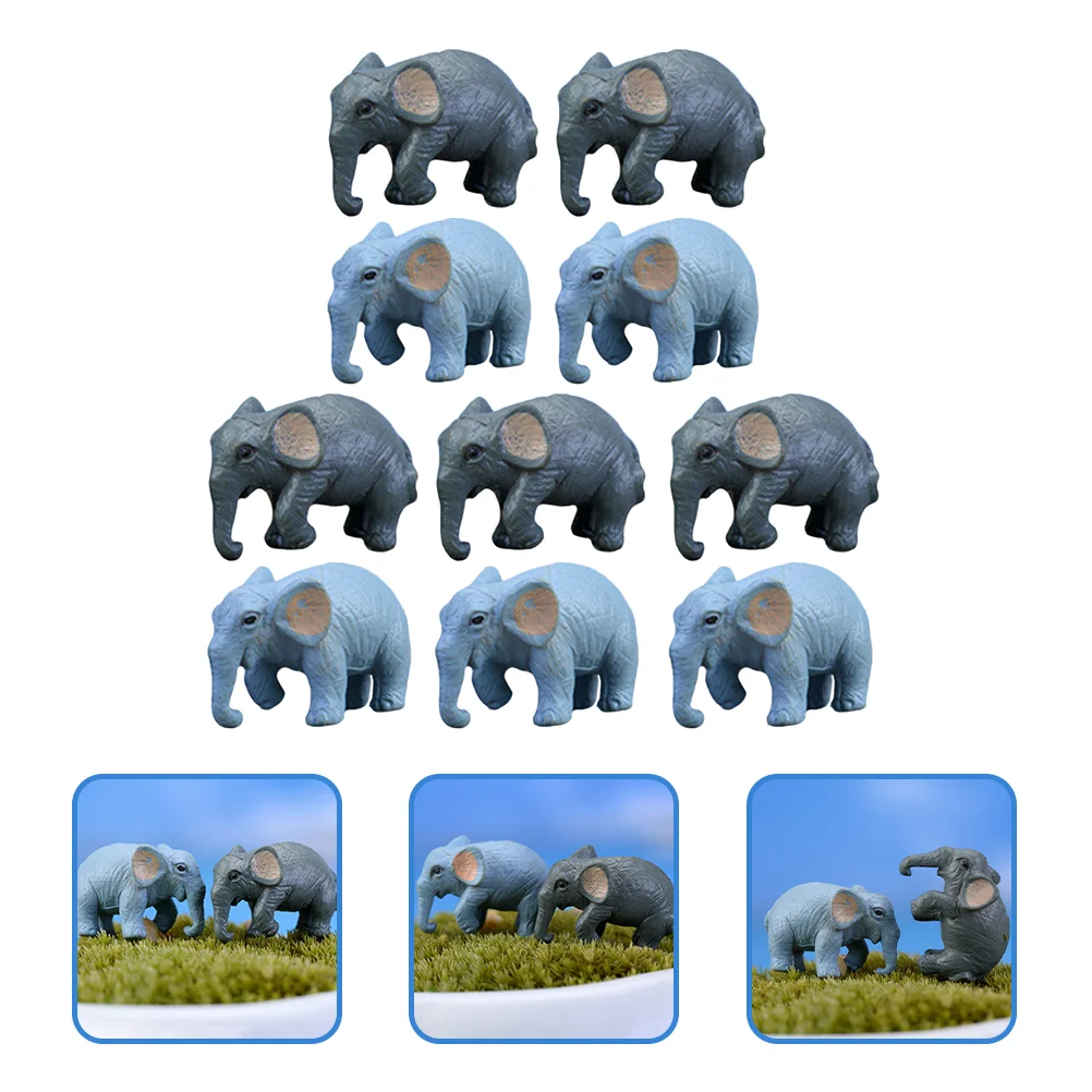 

10 Pcs Cartoon Simulation Elephant Decor Mini Cake Containers Toy Micro Landscape Garden Decoration Terrarium Model Charms