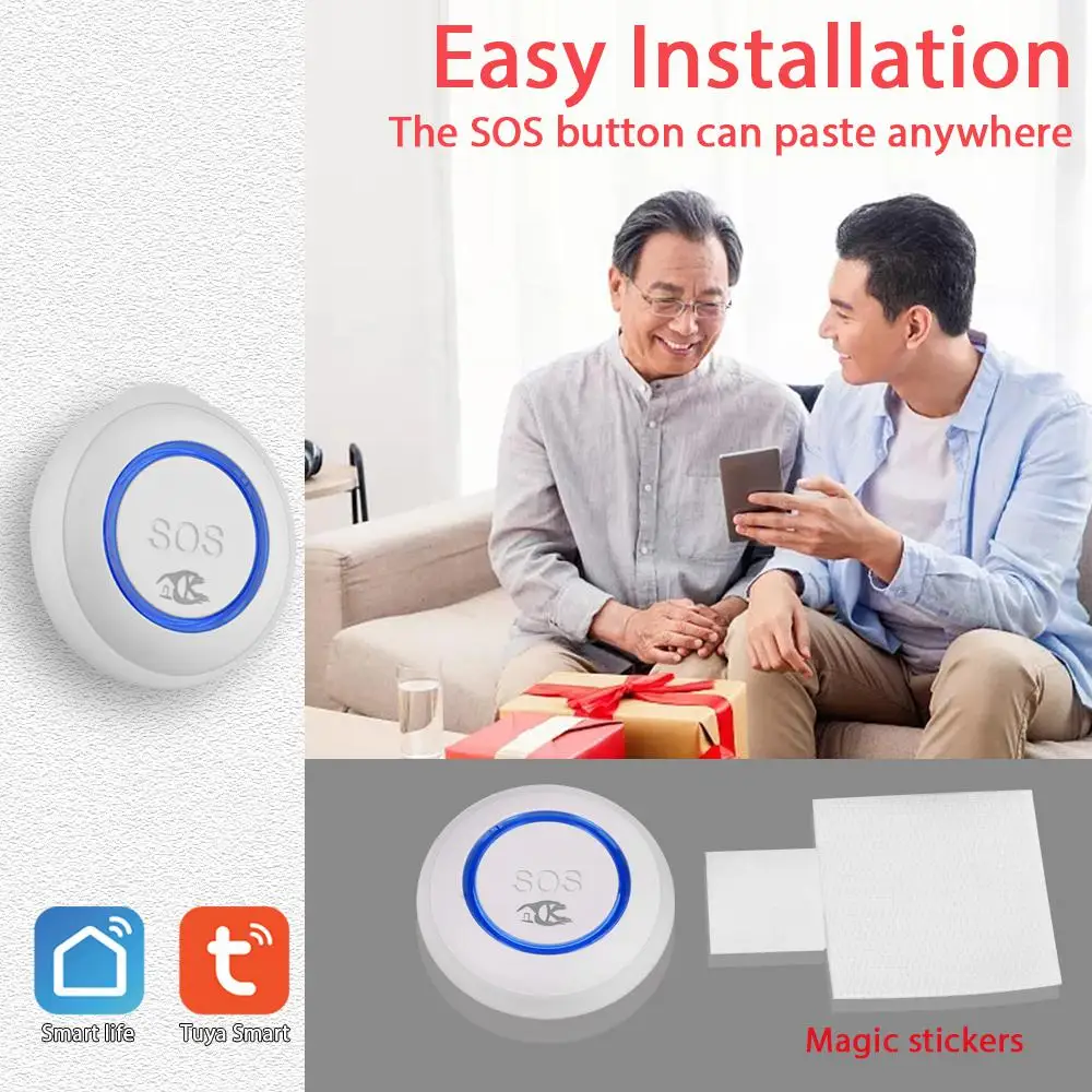 

Tuya WIFI SOS Sensor Wireless Elderly Emergency Panic Button Old Man Personal Self Defense Home Burglar Alarm Smart Life
