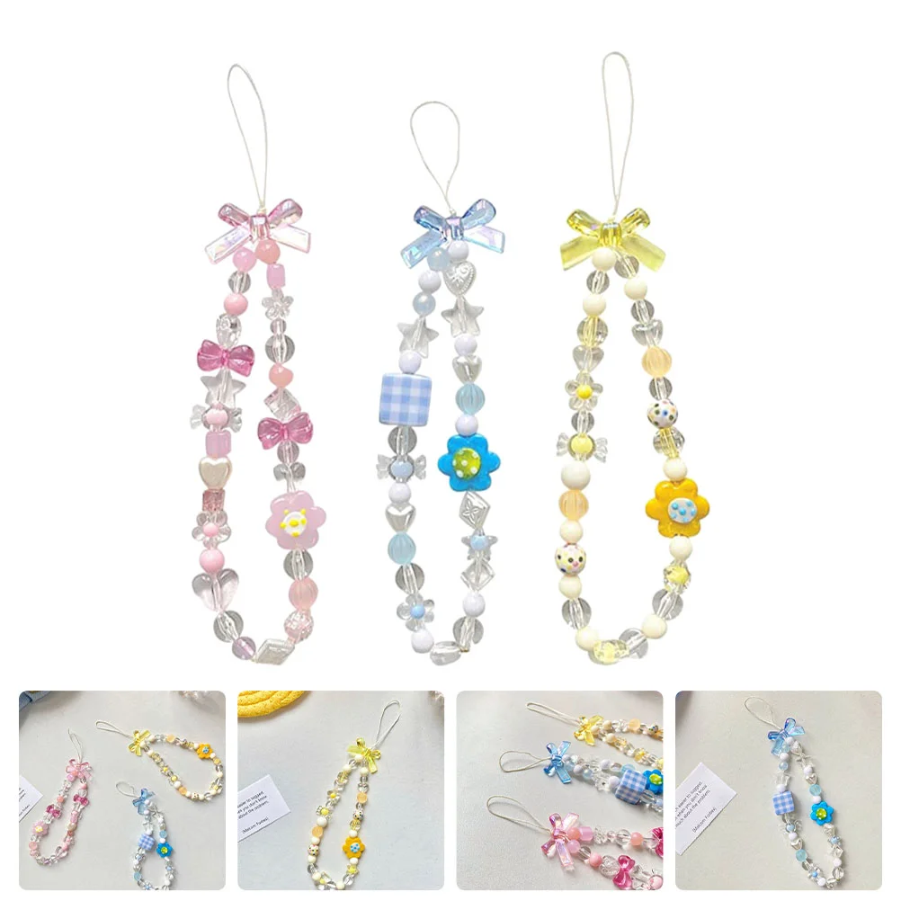 

3pcs Acrylic Phone Lanyard Wrist Straps Phone Straps Phone Charms Phone Decor