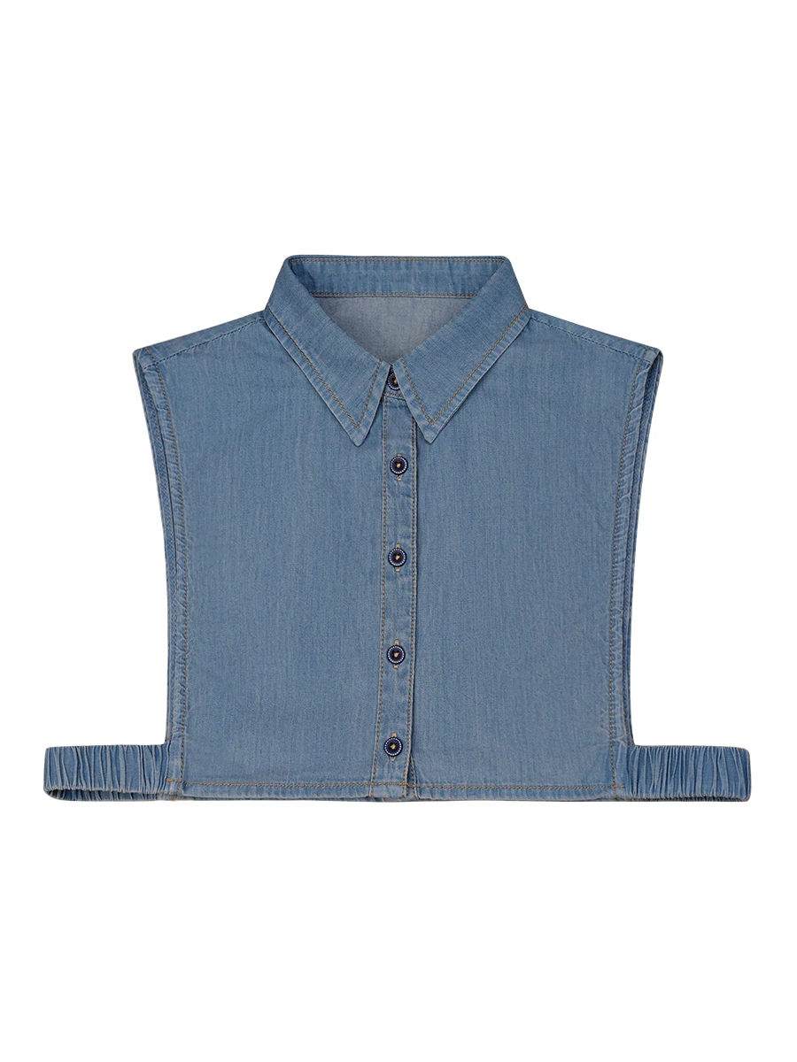 Джинсовый съемный воротник Женская универсальная осенне-зимняя блузка со