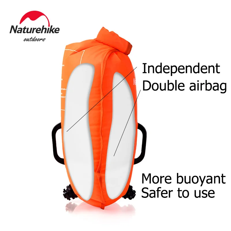 Naturehike Inflatable Swimming Buoy Waterproof Dual Airbag 28L Storage Dry Bag Adjustable Belt Flotation Bag Swim Drifting Float