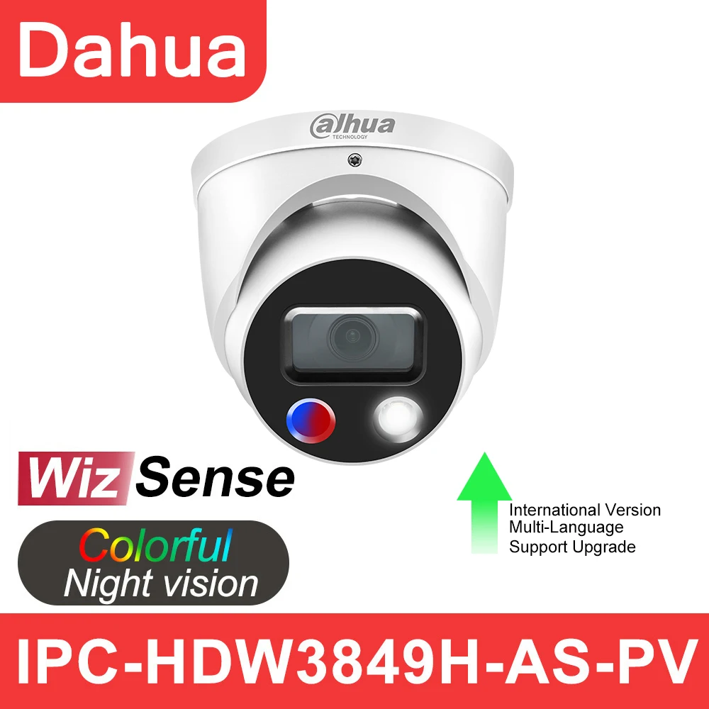 

Dahua IP Camera 8MP IPC-HDW3849H-AS-PV Full-Color Active Deterrence 4K POE Built-in mic Speaker WizSense CCTV Security Camera