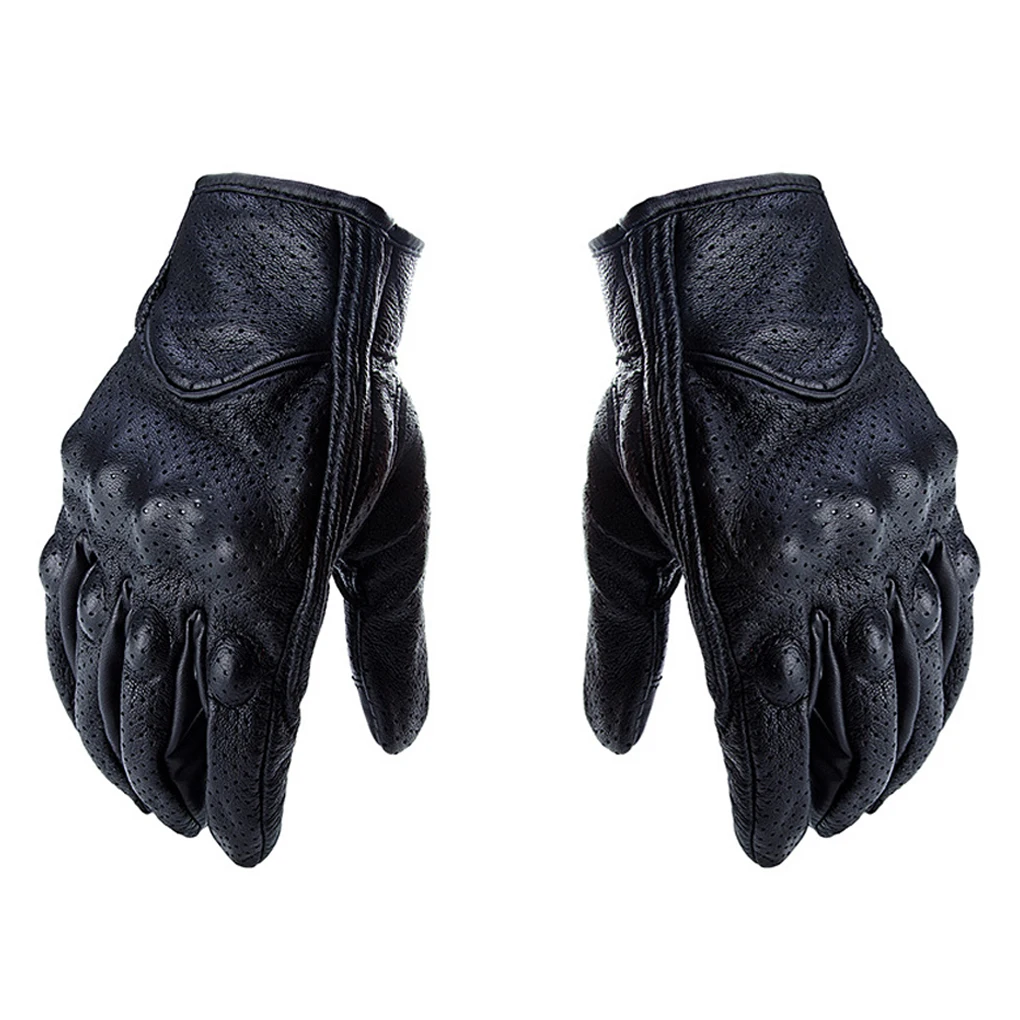 

1 Pair Retro Leather Motorcycle Motocross Gloves Touch Screen Full Finger Protective Gears Motorbike Gloves