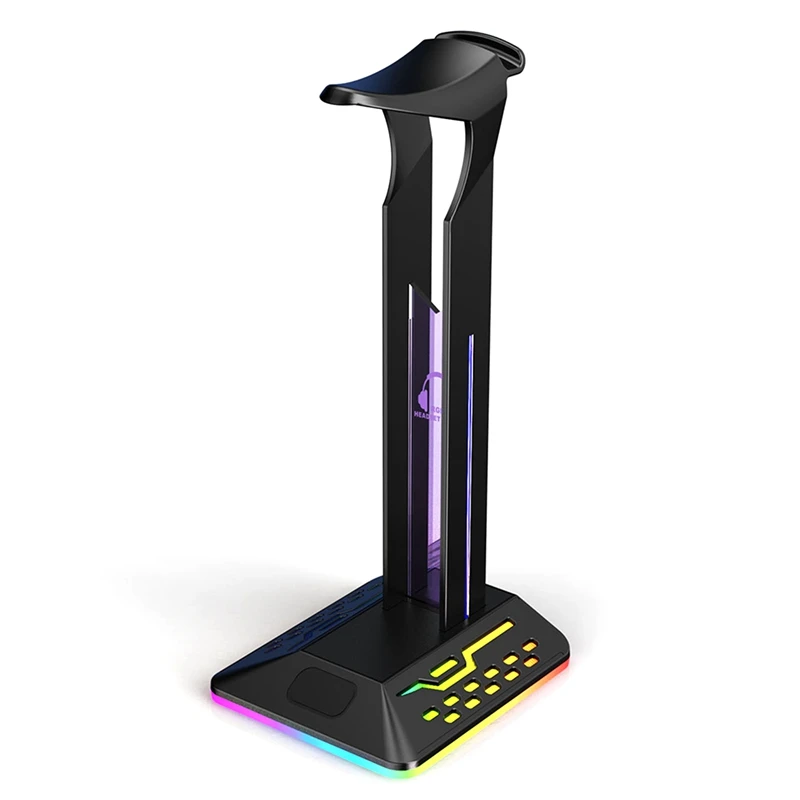 RGB Headset Holder 7 Color Gaming Headphone Stand Type-C 2 USB Ports For Gamers PC Accessories Desk