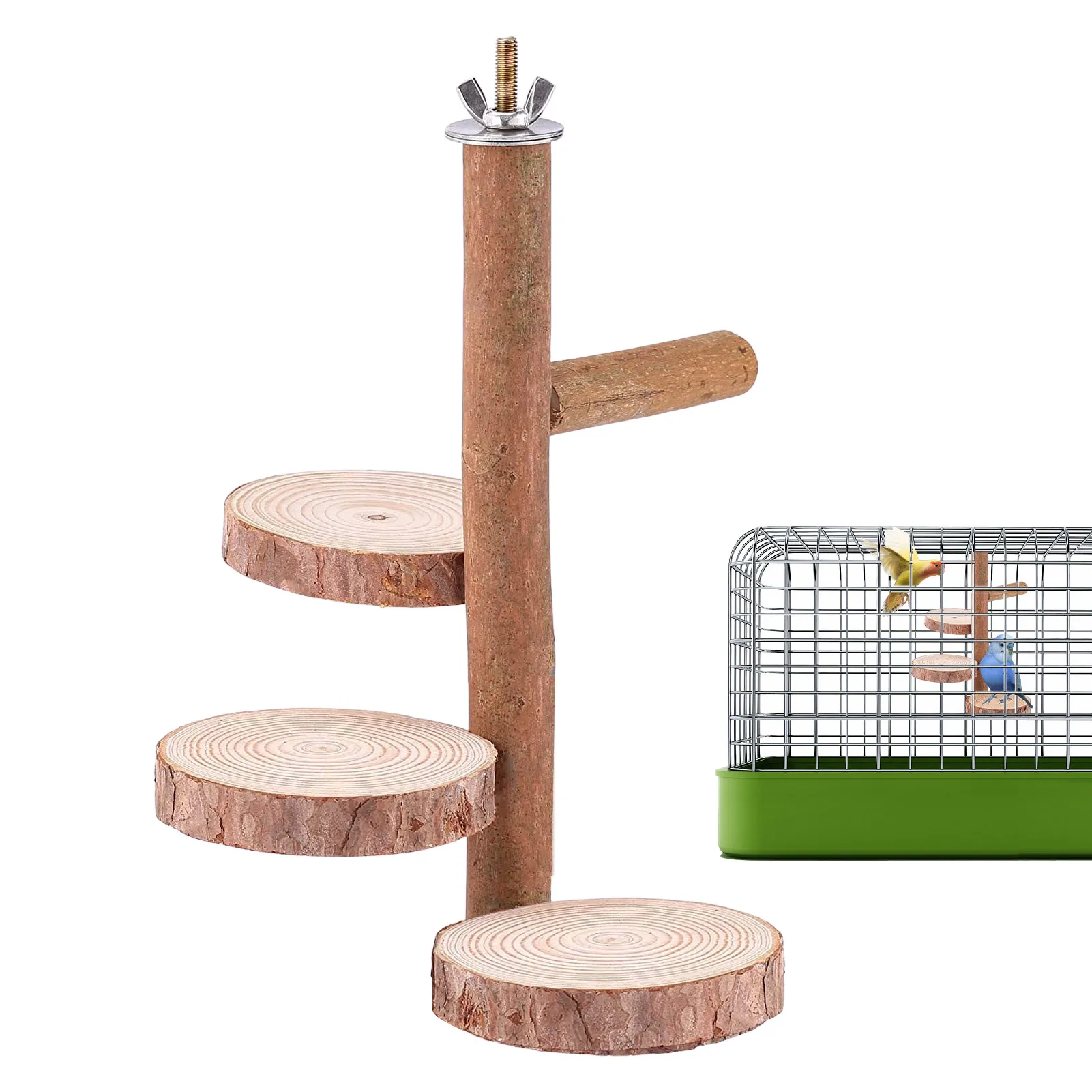 Bird Perch Stand Toy Safe Wood Bird Perch Standing Branches For Small Medium Parrots Budgies Parakeet Climbing Standing Cage