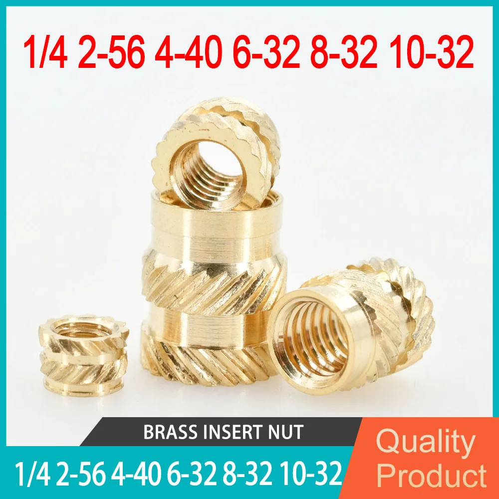 

Insert Nuts Threaded Brass Nut Knurled Hot Melt Molding Injection Embed Copper Nut of 3D Printer 1/4 2-56 4-40 6-32 8-32 10-32