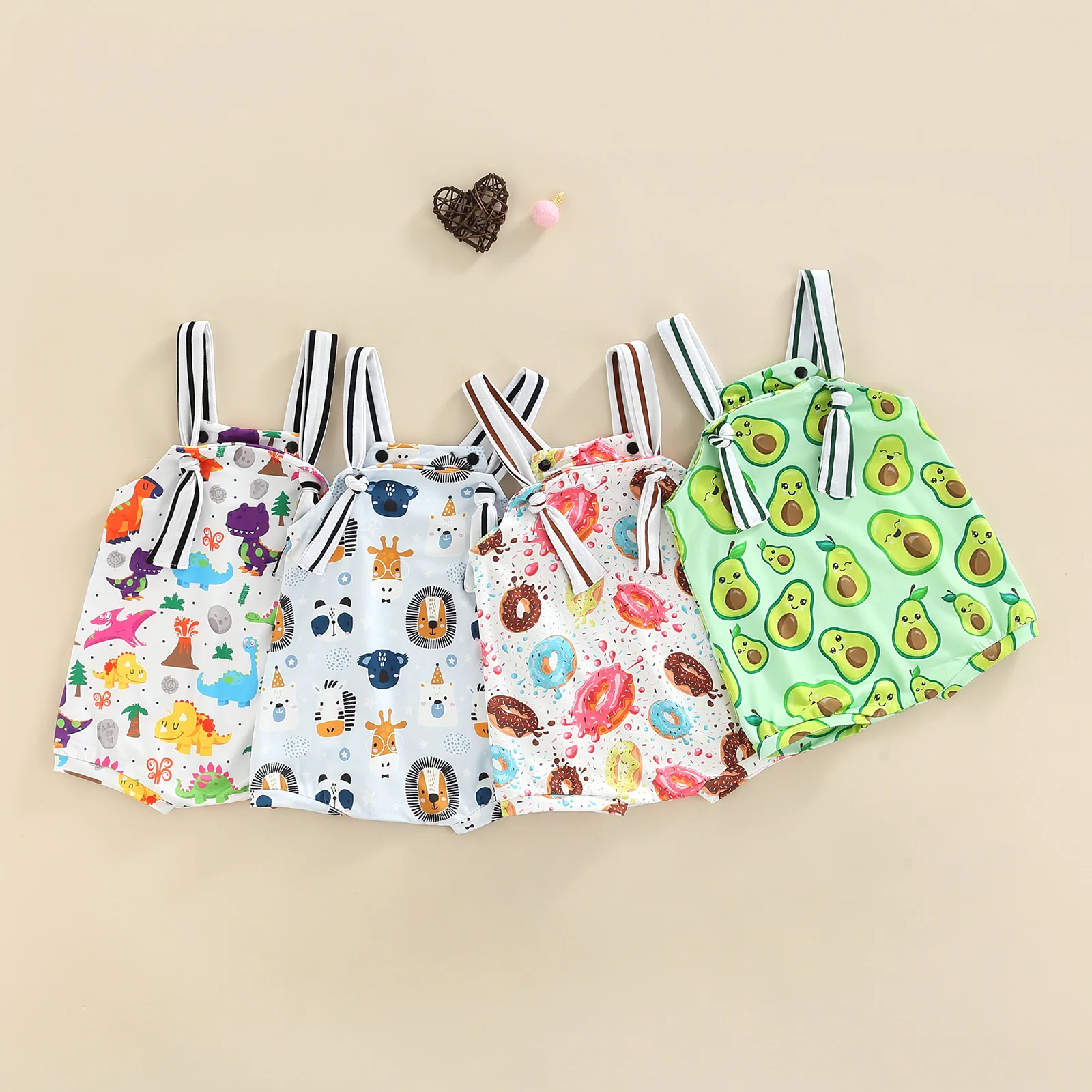 

Комбинезон для младенцев, авокадо, Пончик, животное, динозавр, пуговицы, комбинезон без рукавов