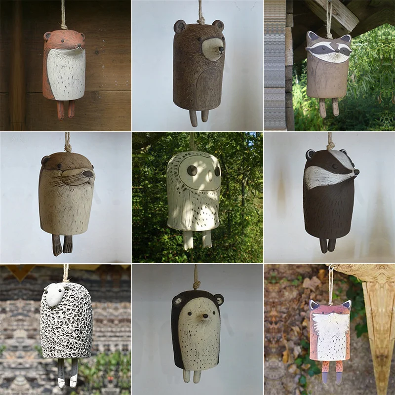 

Decoration Garden ornament 3D Aniaml Wind chimes Rustic Cute mini anima wine chimes resin handmade crafts Spring gifts