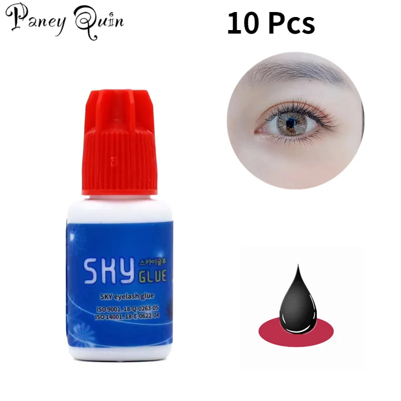10Pcs Korea Sky S+ Black Glue Red Cap Fastest and Strongest Eyelash Extensions Glue Private Label False Eyelash Glue Wholesale