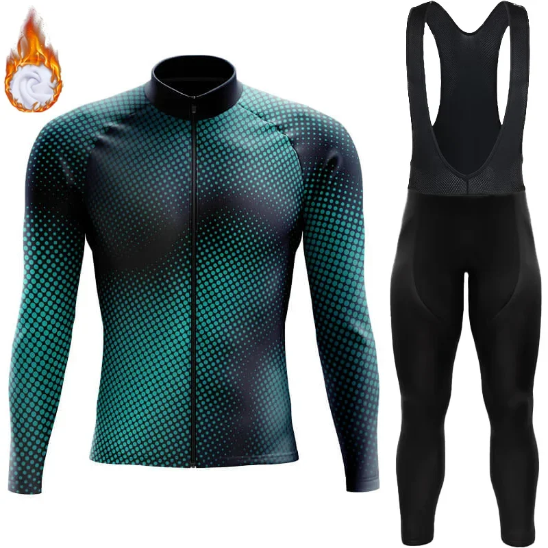 Мужской велосипедный трикотаж 2024 термокостюм мужской зимний флисовый комплект