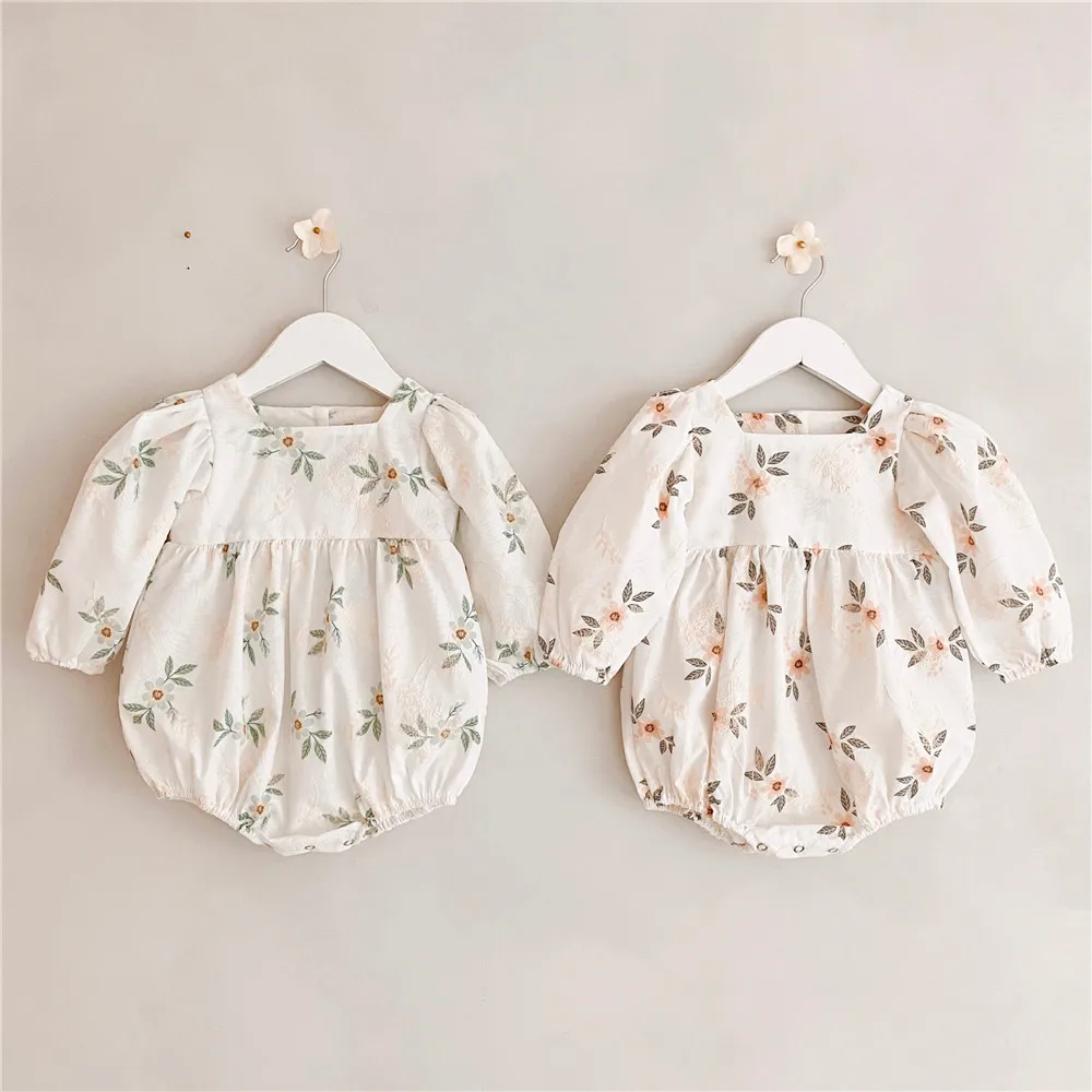 

Lovely Autumn Toddler Princess Baby Girls Rompers 0-24M Embroidery Flower Print Long Sleeve Rompers Jumpsuits Playsuits Costume