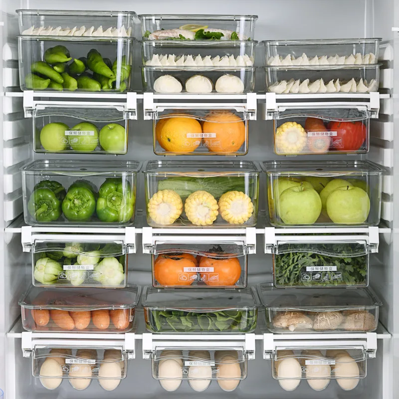 

1Pcs Kitchen Storage Box Refrigerator Fresh-keeping Frozen Storage Box Transparent Large-capacity Storage Sealed Box