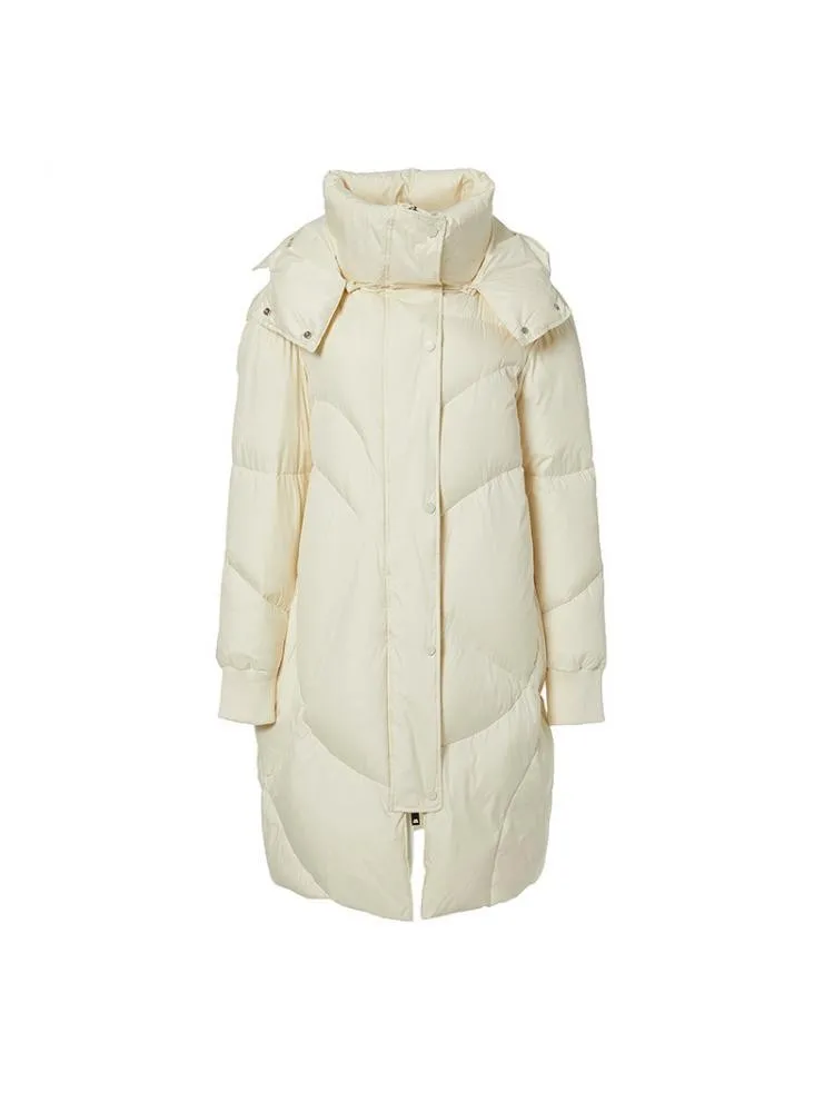 2022 Winter New Thicked Long Black Hooded 90 White Duck Down Coats Women Loose Fashion Style Padded Warmer Bread Jackets