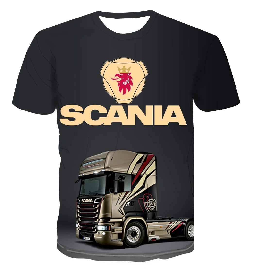 

Heavy truck short sleeve round neck for men and women, casual king of trucks 3D shirt, three-dimensional summer T-shirt