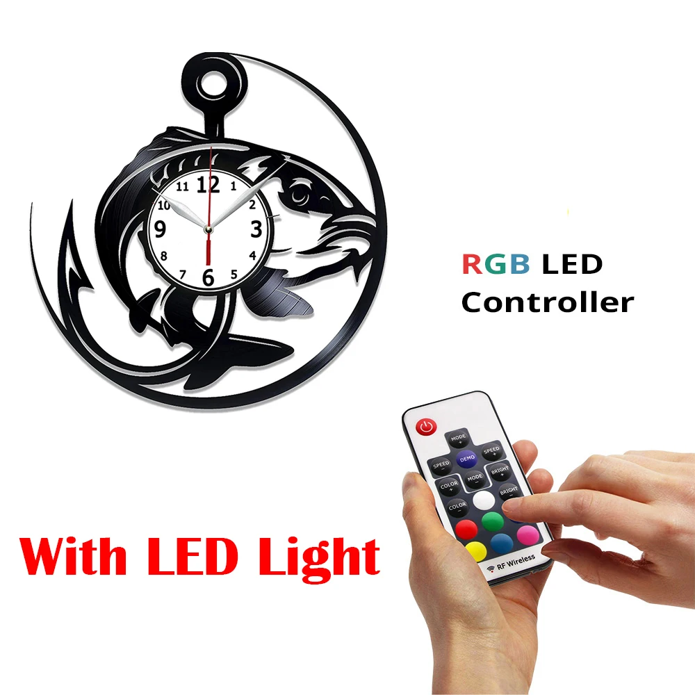 

Часы 12 дюймов для бойфренда, хобби, оригинальный домашний декор, настенные часы для рыбалки с виниловой пластиной, товары ручной работы, для ...