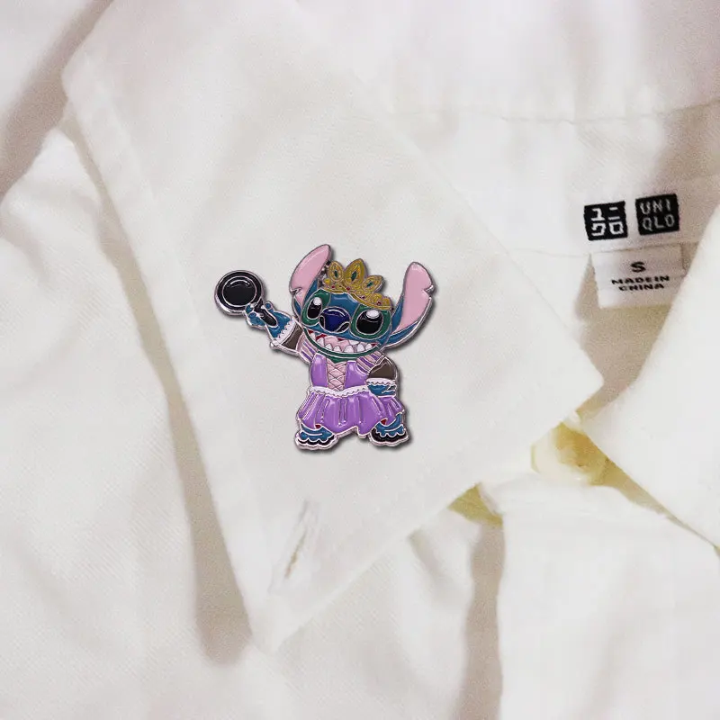 

Disney Brooch Cartoon Cute Pink Princess Dress Stitch Metal Badge Fashion Lapel Pin Bag Decoration Jewelry Gifts for Girls Kids