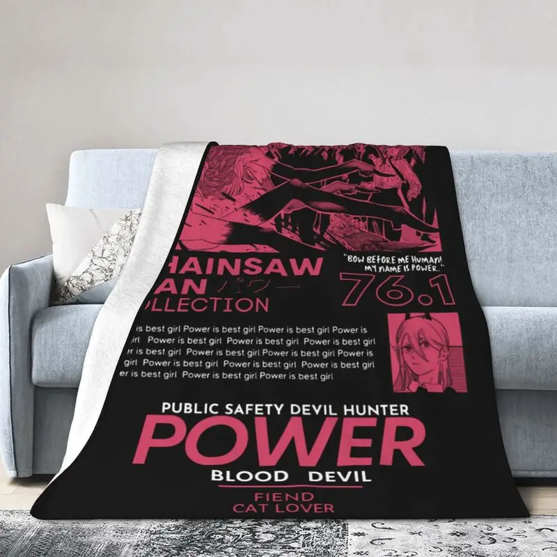 

Chainsaw Man Power Devil Blanket Warm Fleece Soft Flannel Harajuku Anime Manga Throw Blankets for Bedding Sofa Office Autumn