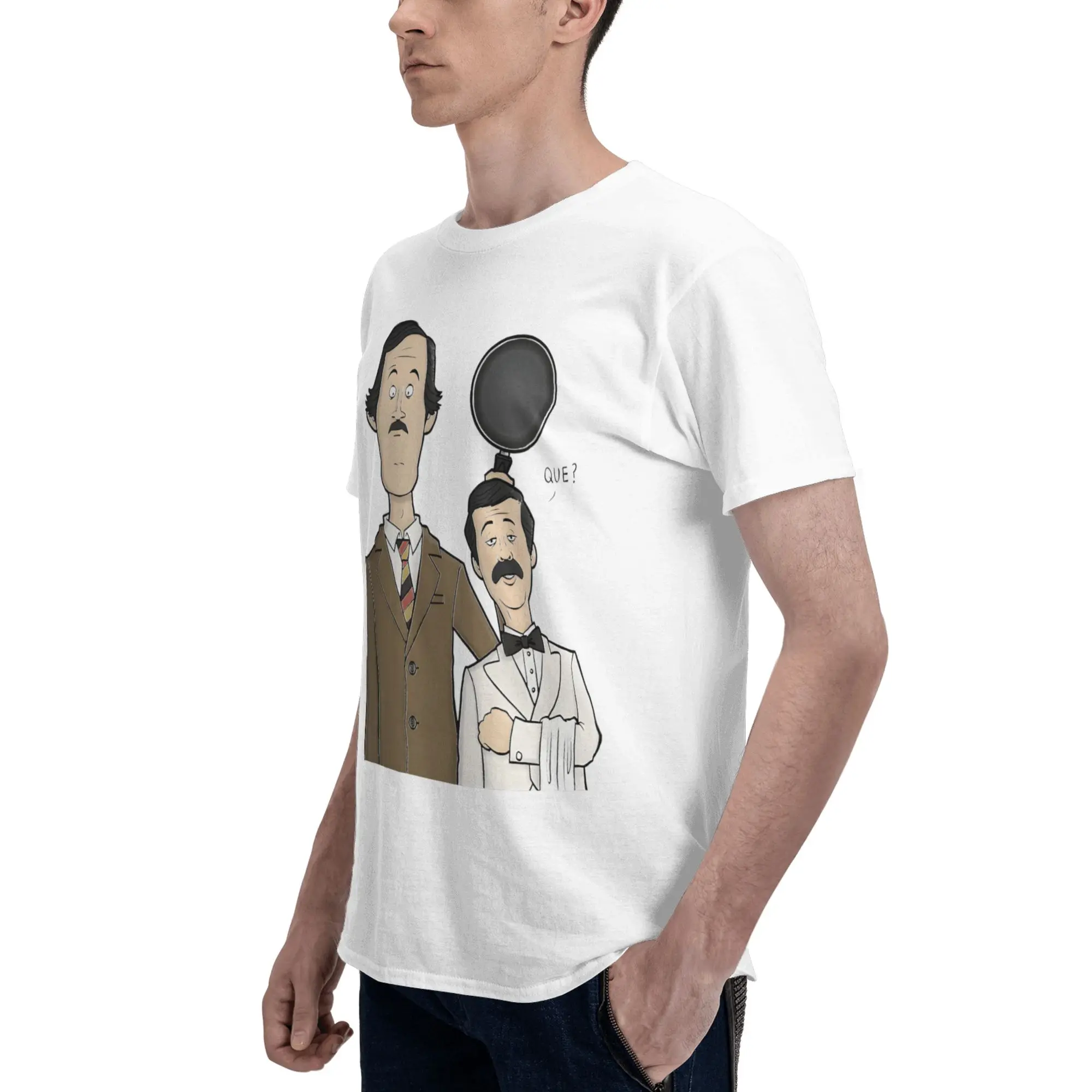 Фото Мужская и женская футболка Fawlty Towers с изображением Базила и Мануэля, модная футболка из чистого хлопка, верхняя одежда №4
