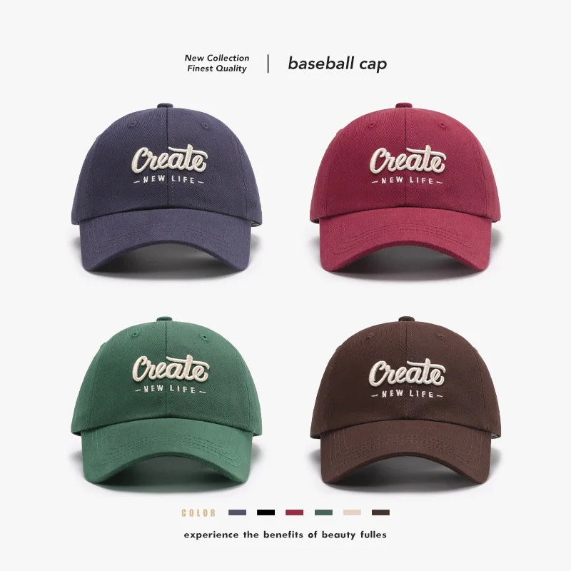 

Hat female letter three-dimensional embroidery versatile soft top curved brim breathable Baseball cap outdoor men's cap