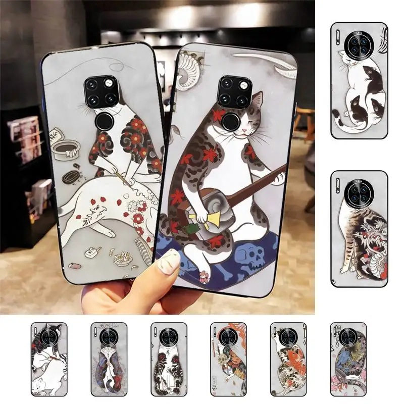 

Vintage Japanese samurai cat Phone Case For Huawei Nova 3I 3E mate20lite 20Pro 10lite Luxury funda case