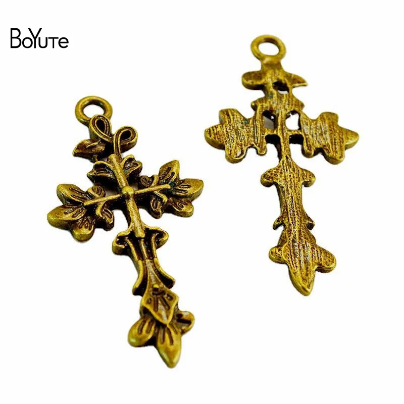 

BoYuTe (60 Pieces/Lot) 21*42MM Retro Cross Pendant Charms DIY Alloy Jewelry Making Accessories