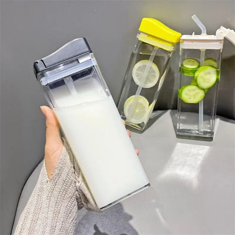 

355ML Square Water Bottle Ins Style Bottle For Drink Plastic Leak Proof Sports Bottle Portable Outdoor Travel Straw Cup BPA Free