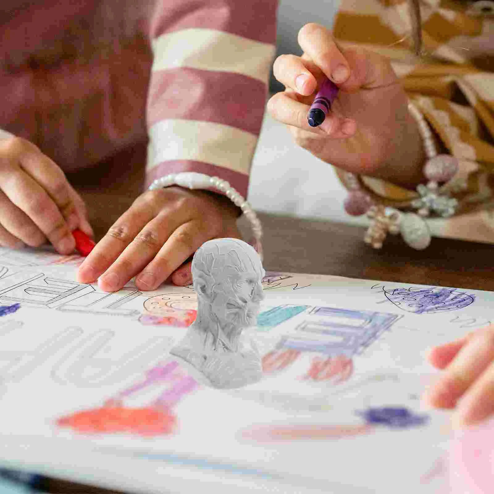 Эскиз Статуя Череп Голова Ремесленные Модели Манекен Живопись Человеческий