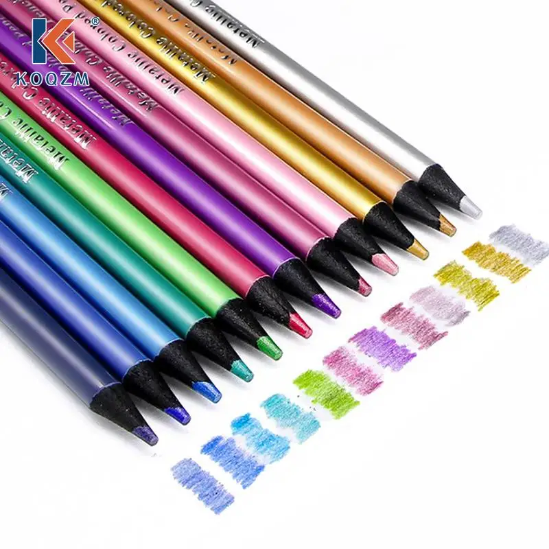 

12Pcs Metallic Non-Toxic Colored Drawing Pencils 12 Color Drawing Sketching Pencil Drop Shipping