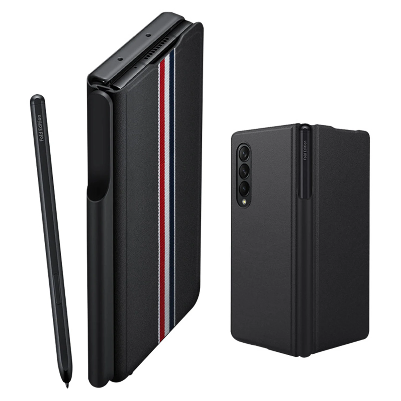 Leather Folding Case for Samsung Galaxy Z Fold 4 5G Slim Folding Smartphone Case with Pen Slot Hinge Shockproof Phone Case