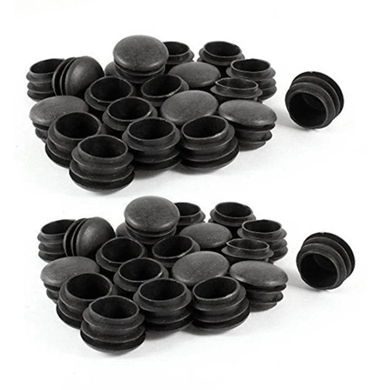 

40 Pcs Black Plastic 25Mm Dia Blanking End Caps Round Tube Insert