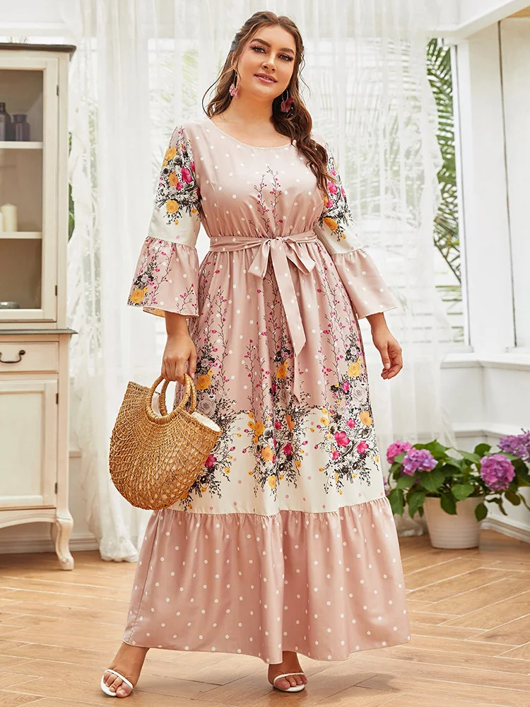 

TOLEEN Women's Plus Size Large Maxi Dresses 2022 Spring Chic Elegant Long Casual Floral Turkish Party Evening Festival Clothing