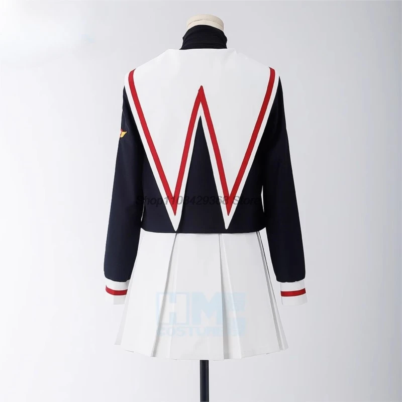 Kinomoto Sakura Косплей Аниме Card Captor Костюм Парик Топ Юбка Школьная форма Костюмы на