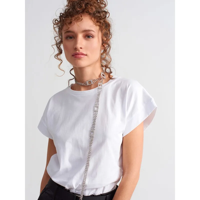 

3504 bicycle Collar Combed Cotton Blouse-White T Shirt Y2K Top Nostalgic Summer Women T-Shirt Anime Bluz