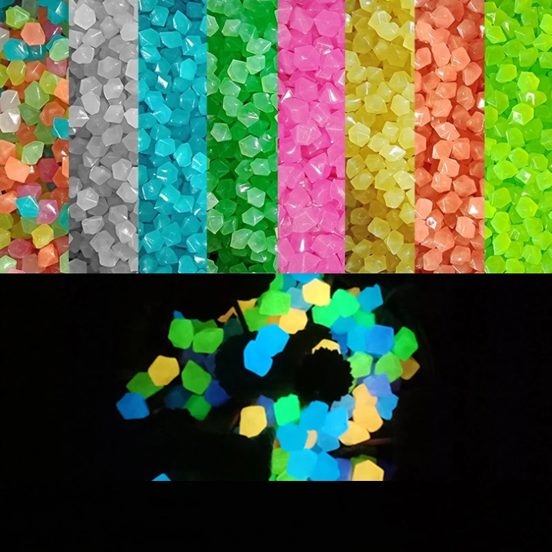 

300Pcs Garden Decor Luminous Stones Glow In Dark Decorative Pebbles Pebble Rocks Outdoor Fish Tank Aquarium Decorations