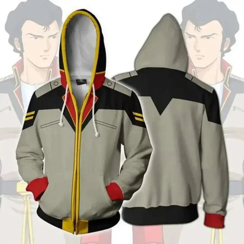 Фото 2025 Хэллоуин Косплей Модный МОБИЛЬНЫЙ КОСТЮМ GUNDAM Косплей Толстовки с 3D принтом на молнии Куртки с капюшоном Мужские №1