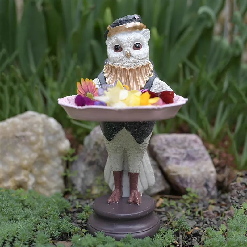 

Nordic Resin Owl Storage Tray Ornaments Living Room Courtyard Garden Statue Decoration Handicrafts Garden Decoration Accessories