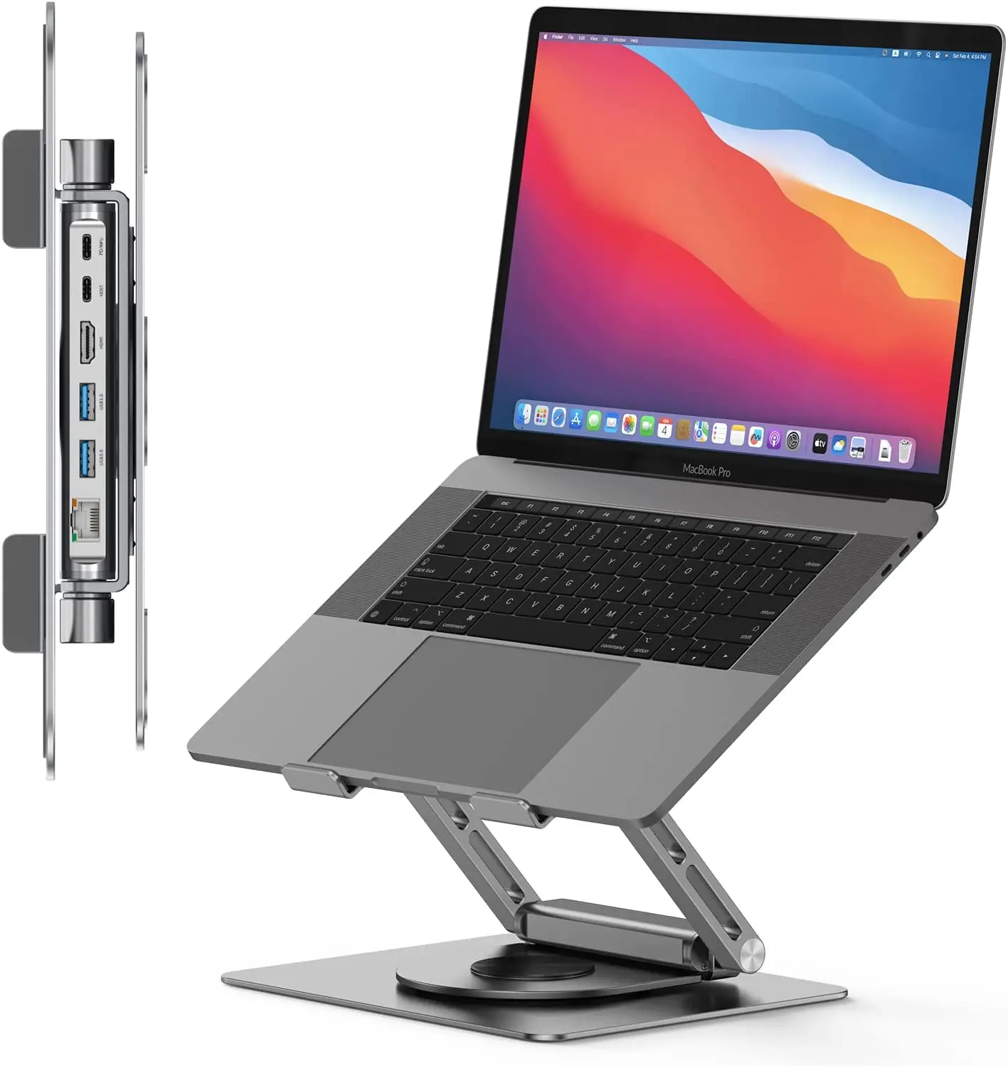 

USB C Laptop Docking Station Stand MacBook Pro/Air///Surface/, Detachable USB C Hub, 4K HDMI, 2 USB 3.0, RJ45, PD 3.0, Laptop