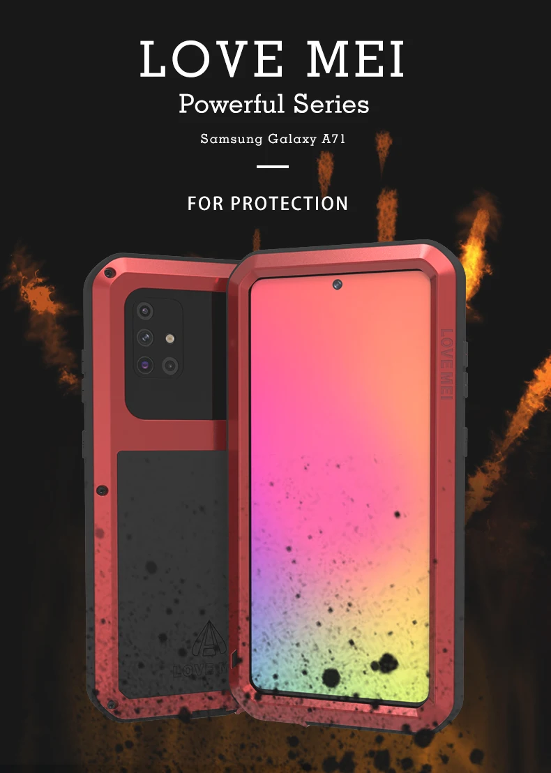 

For Samsung Galaxy A71 Case Love Mei Powerful Shock Dirt Proof Water Resistant Metal Armor Cover Phone Cases for Samsung A71
