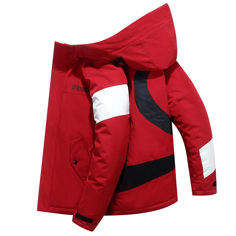 Street Patchwork Men Down Jacket 2021 New Winter Thicken Parka Coat Fashion Casual Hooded Down Jackets Mens Trend Zipper Parkas