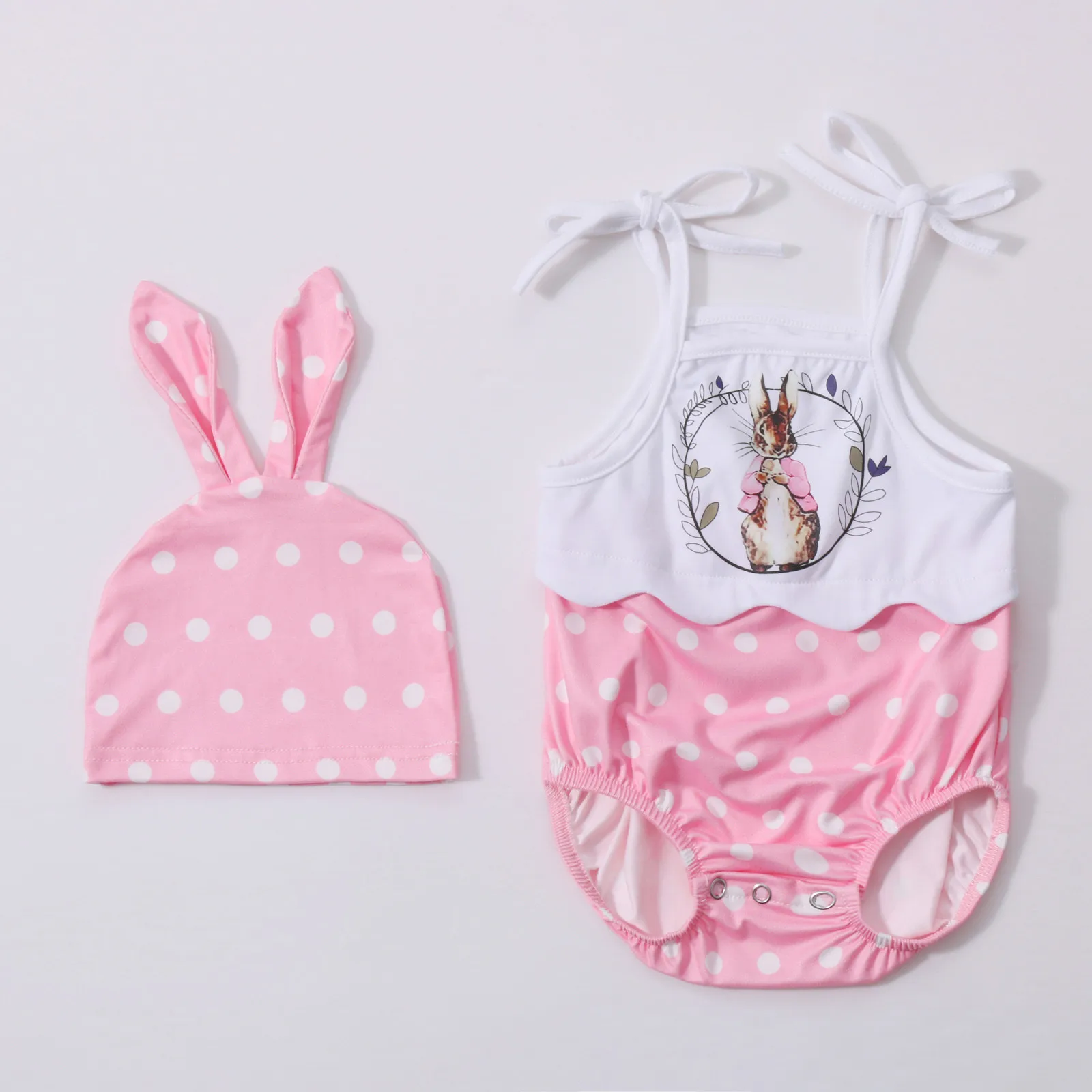 

Комбинезоны на шнуровке с мультяшным кроликом для младенцев, 2 шт.