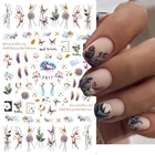 Наклейки для ногтей 3D из хлопка с геометрическими линиями, Самоклеящиеся Переводные слайдеры с цветами, листьями, обертывания, зимний маникюр, фольга, украшение сделай сам