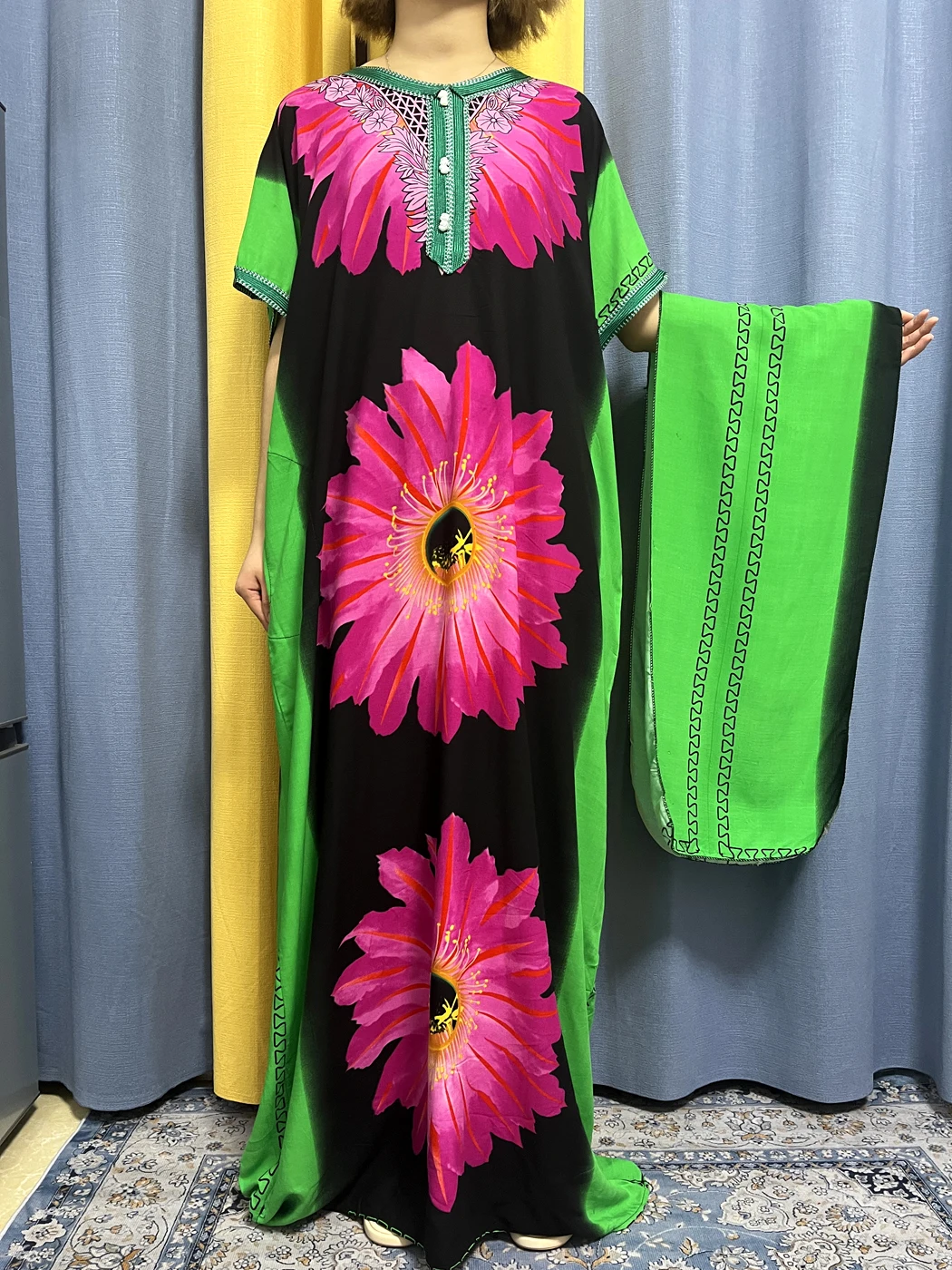 Abayas для женщин Дубай 2023 мусульманский модный принт цветочный хлопок африканские