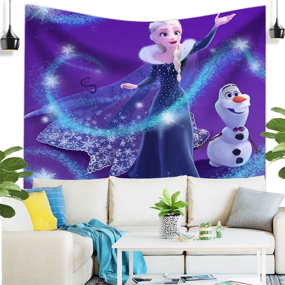 

DISNEY Series Frozen Beautiful Princess Cartoon Tapestry Kawaii Room Decor Olaf HD Print Home Decor Wall Decor Tapiz Pared